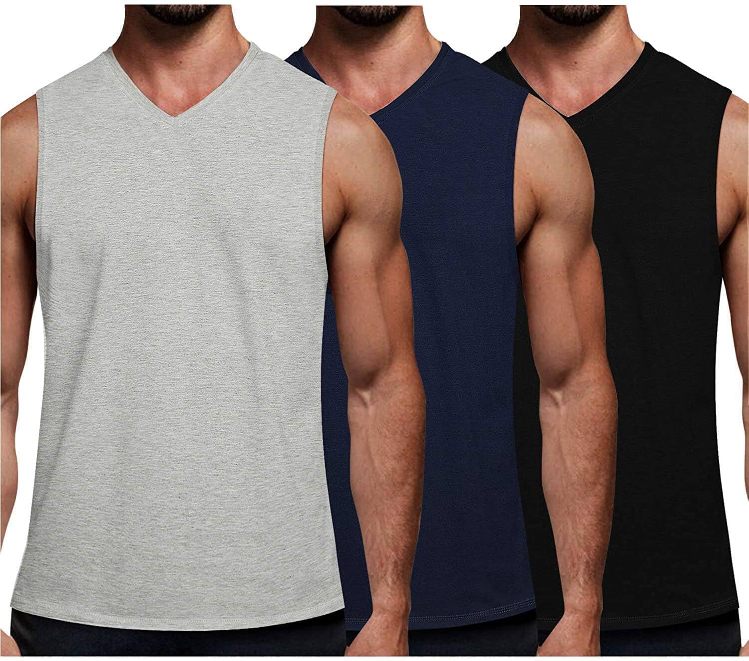 Coofandy 3-Pack Fitness Tank Top (US Only) Tank Tops coofandy light Grey/Navy Blue/Black S 