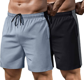 2 Pack Gym Quick Dry Running Shorts (US Only) Pants Coofandy's 01-black/Light Grey S 