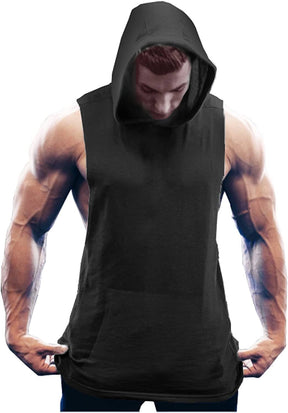 Workout Bodybuilding Muscle Sleeveless Hooded Tank Top (US Only) Tank Tops COOFANDY Store Black S 