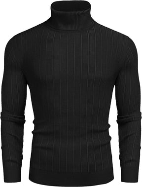 Slim Fit Knitted High Neck Pullover Sweaters (US Only) Sweaters COOFANDY Store Black S 