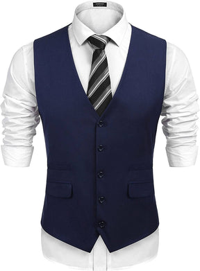 Slim Fit Business Suit Vest (US Only) Vest COOFANDY Store Navy Blue S 