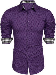 Business Long Sleeve Slim Fit Dress Shirt (US Only) Shirts COOFANDY Store Purple S 