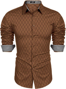 Business Long Sleeve Slim Fit Dress Shirt (US Only) Shirts COOFANDY Store Brown S 