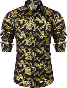 Luxury Design Floral Dress Shirt (US Only) Shirts COOFANDY Store Paisley-gold S 