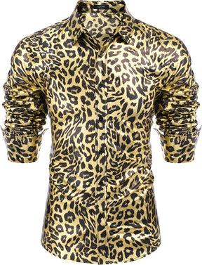 Luxury Design Floral Dress Shirt (US Only) Shirts COOFANDY Store Leopard Print S 