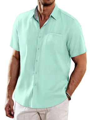 Casual Unique Collar Cotton Linen Shirt (US Only) Shirts coofandy Green S 