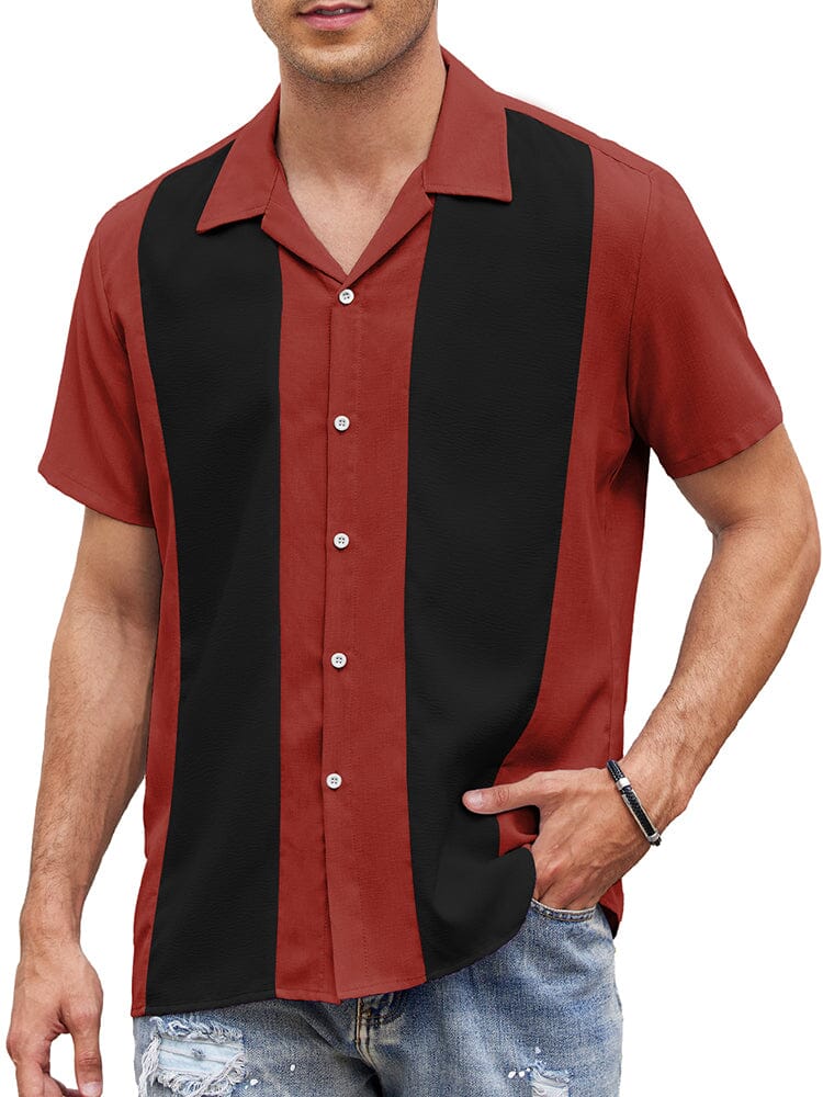 Casual Breathable Splicing Shirt (US Only) Shirts coofandy Red Black S 