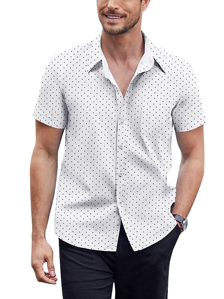 Soft Polka Dot Shirt (US Only) Shirts coofandy White S 