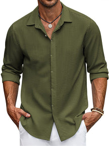 Classic Fit Long Sleeve Button Shirt (US Only) Shirts coofandy Army Green S 