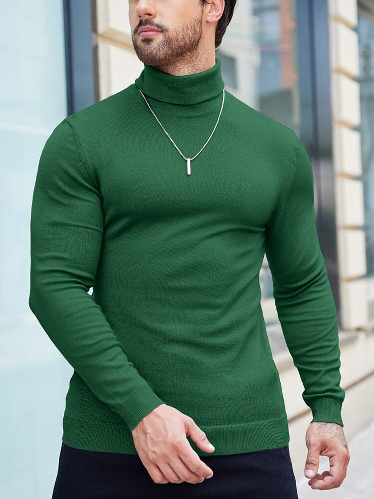 Basic Slim Fit Turtleneck Sweater (US Only) Sweater coofandy Green XS