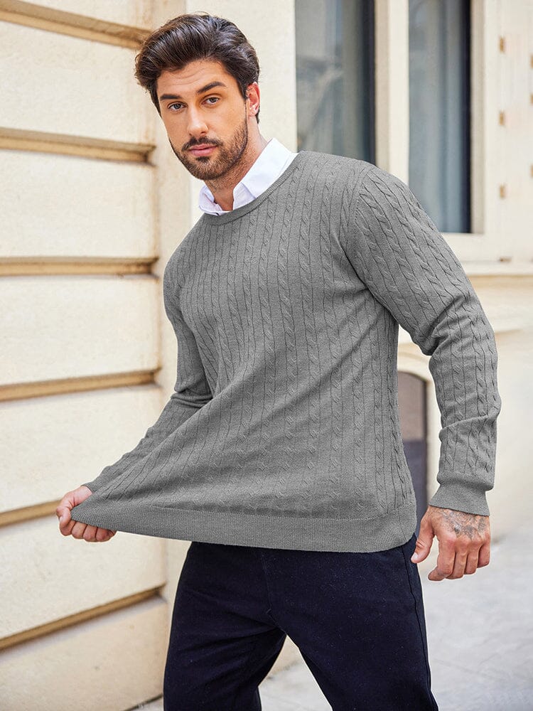 Classic Cable Knitted Pullover Sweater coofandy