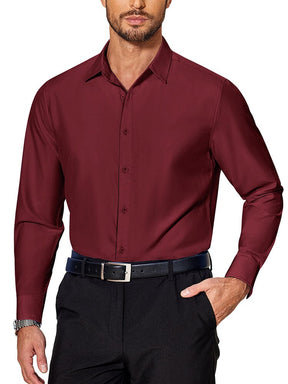 Premium Wrinkle Free Dress Shirt (US Only) Shirts coofandy Wine Red S 
