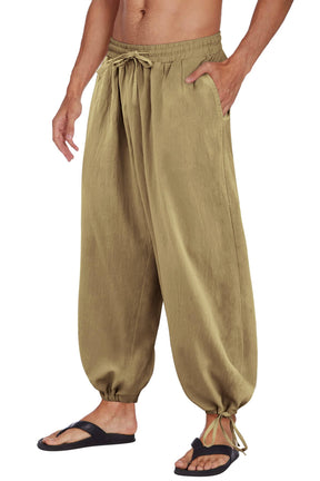 Coofandy Cotton Linen Style Loose Yoga Pants (US Only) Pants coofandy Dark Khaki S 