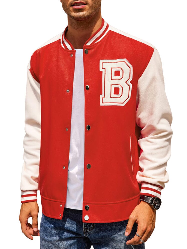 Stylish Letter Baseball Varsity Jackets (US Only) Jackets coofandy Red S 
