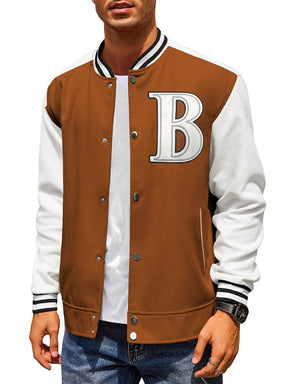 Stylish Letter Baseball Varsity Jackets (US Only) Jackets coofandy Brown S 