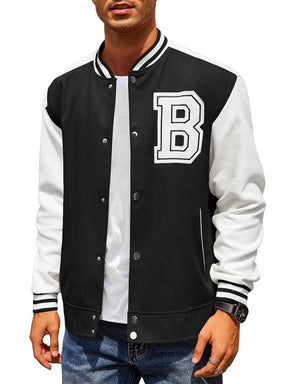 Stylish Letter Baseball Varsity Jackets (US Only) Jackets coofandy Black S 