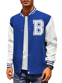 Stylish Letter Baseball Varsity Jackets (US Only) Jackets coofandy Blue S 