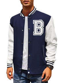 Stylish Letter Baseball Varsity Jackets (US Only) Jackets coofandy Navy Blue S 