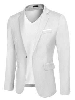 Casual Classic Suit Jacket (US Local) Blazer coofandy White S 