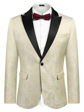 Floral Tuxedo Paisley Suit Jacket (US Only) Blazer coofandy White S 