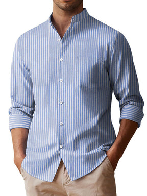 Leisure Soft 100% Cotton Shirt (US Only) Shirts coofandy Stripe Light Blue S 