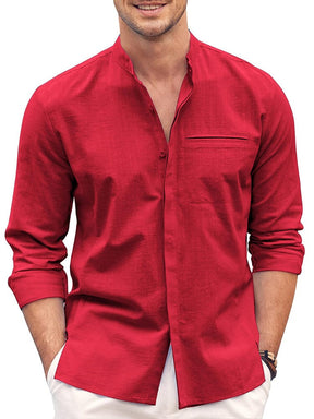 Classic fit Long Sleeve Cotton Shirt (US Only) Shirts coofandy Wine Red S 