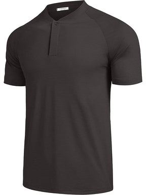 Short Sleeve Collarless Golf Polo Shirts (US Only) Polos Coofandy's Dark Grey M 