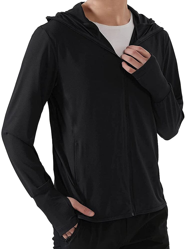 Sun Protection UPF 50+ Hooded Shirt (US Only) Shirts coofandy Black S 