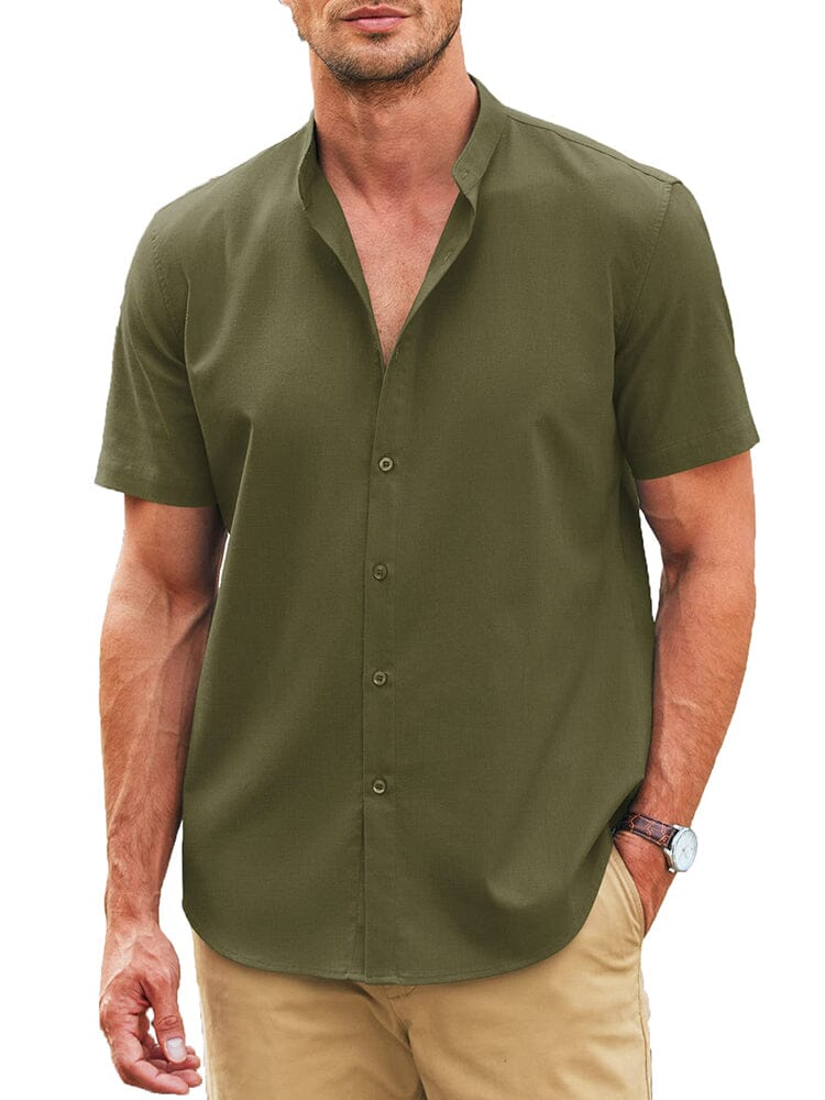 Classic Fit Linen Blend Shirt (US Only) Shirts coofandy Army Green S 
