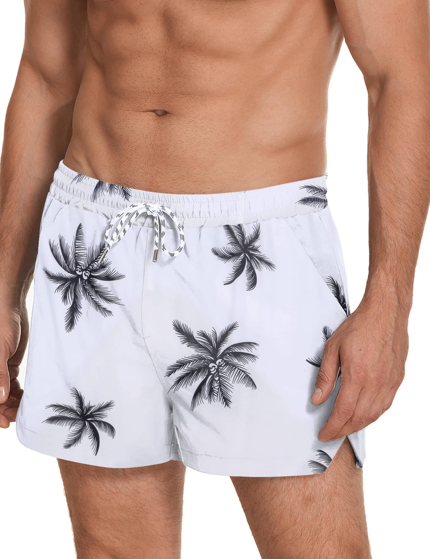 Classic Quick Dry Sport Shorts (US Only) Shorts COOFANDY Store White and Leaves S 