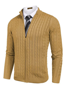 Cardigan Knitted Zip Up Sweater with Pockets (US Only) Sweaters Coofandy's Yellow S 