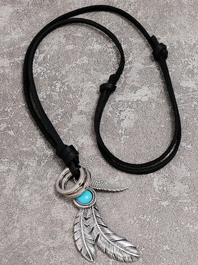 Retro Feather Pendant Necklace