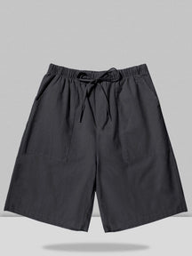 Coofandy Linen Style Multi-pocket Shorts Casual Pants coofandystore Black S 