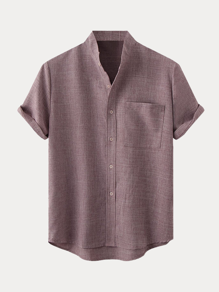 Cotton Linen Short Sleeve Simple Shirt