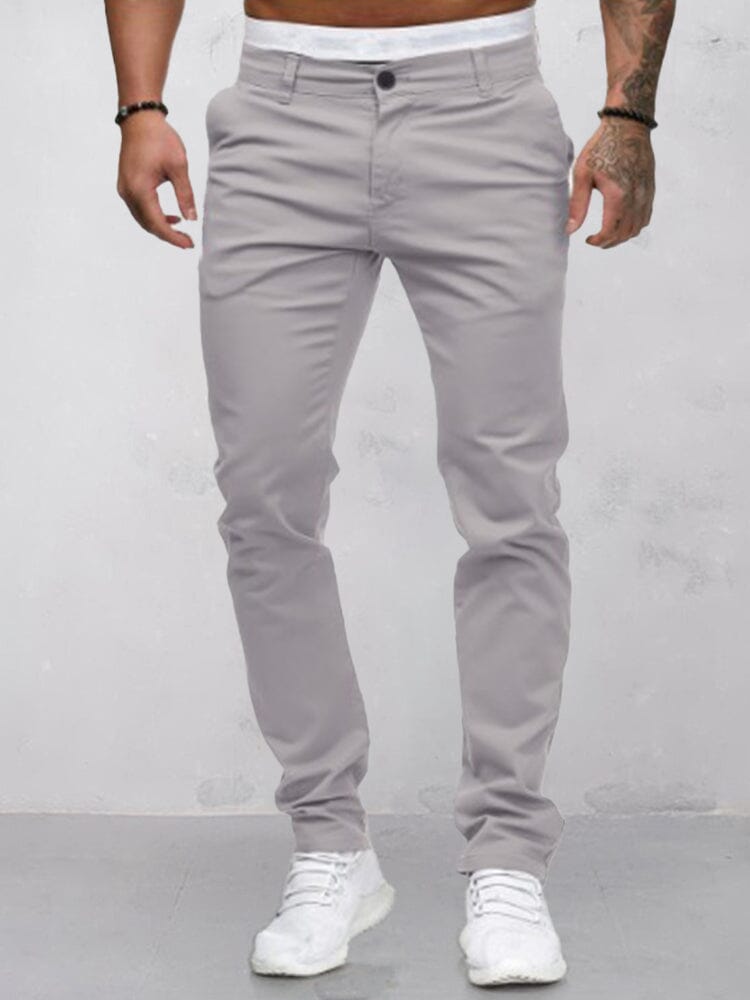 Casual Cozy Solid Pants Pants coofandy Light Grey M 