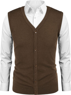 Casual Sleeveless Knitted Button Cardigan Vest (US Only) Vest COOFANDY Store 