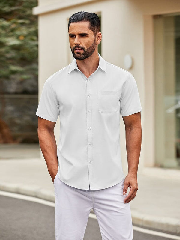 Casual Simple Button Down Shirt (US Only) Shirts coofandy White S 