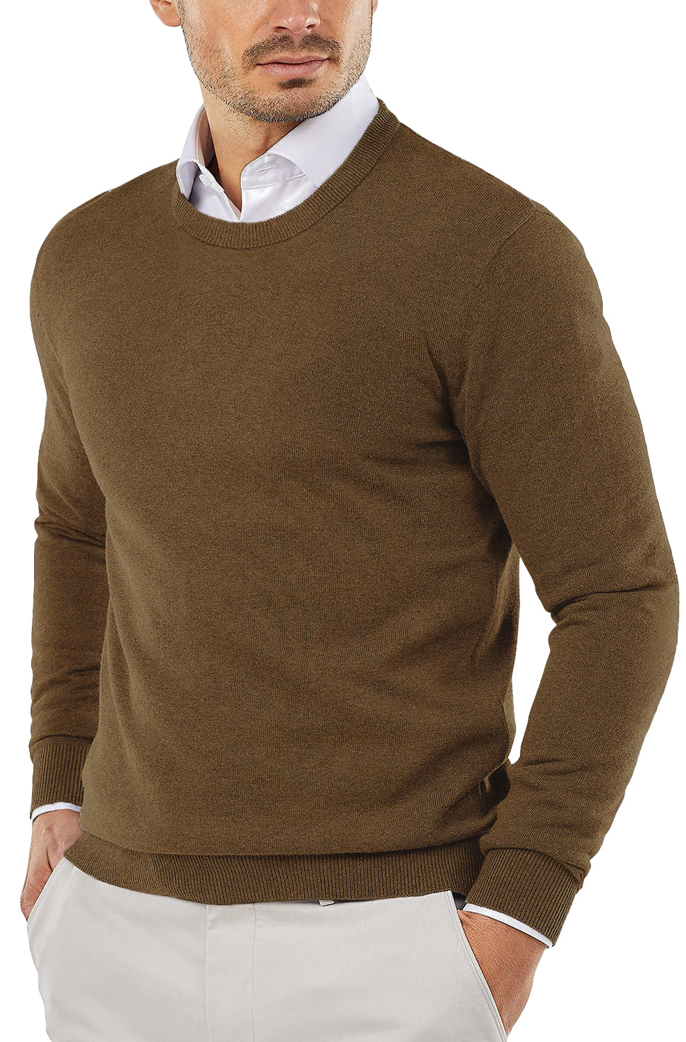 COOFANDY Men's Crew Neck Sweater Slim Fit Lightweight Sweatshirts Knitted Pullover for Casual Or Dressy Wear