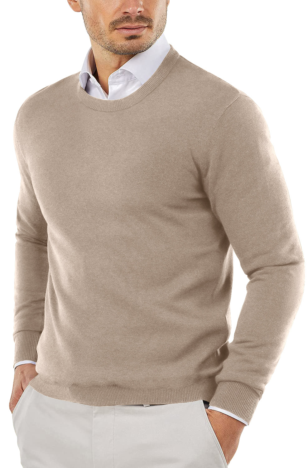 COOFANDY Men's Crew Neck Sweater Slim Fit Lightweight Sweatshirts Knitted Pullover for Casual Or Dressy Wear