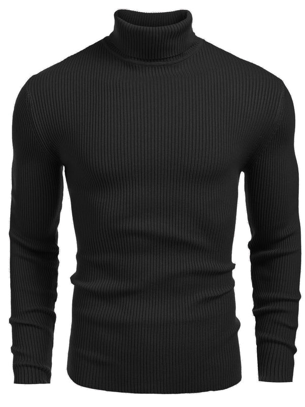 COOFANDY Mens Ribbed Slim Fit Knitted Pullover Casual Turtleneck Sweater