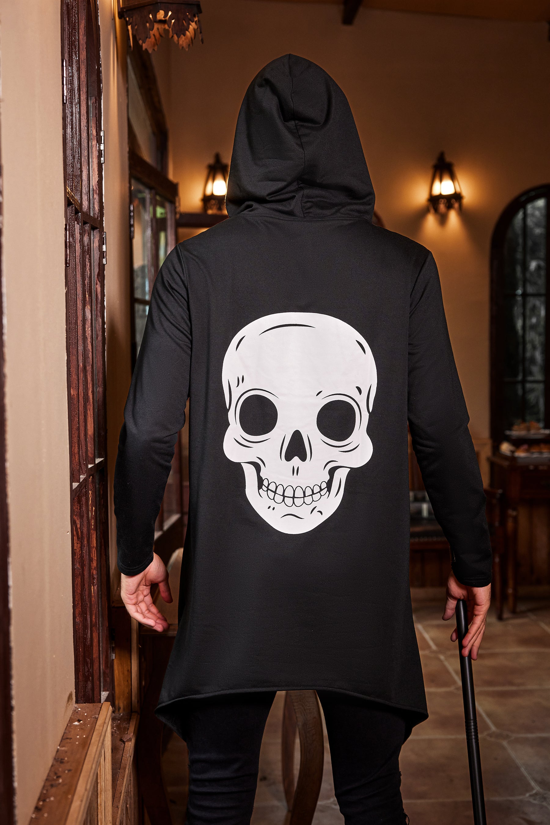COOFANDY Men's Slim Fit Hoodie Lightweight Hooded Sweatshirt Casual Hip Hop Long Length Cloak Hooded Cape Pullover