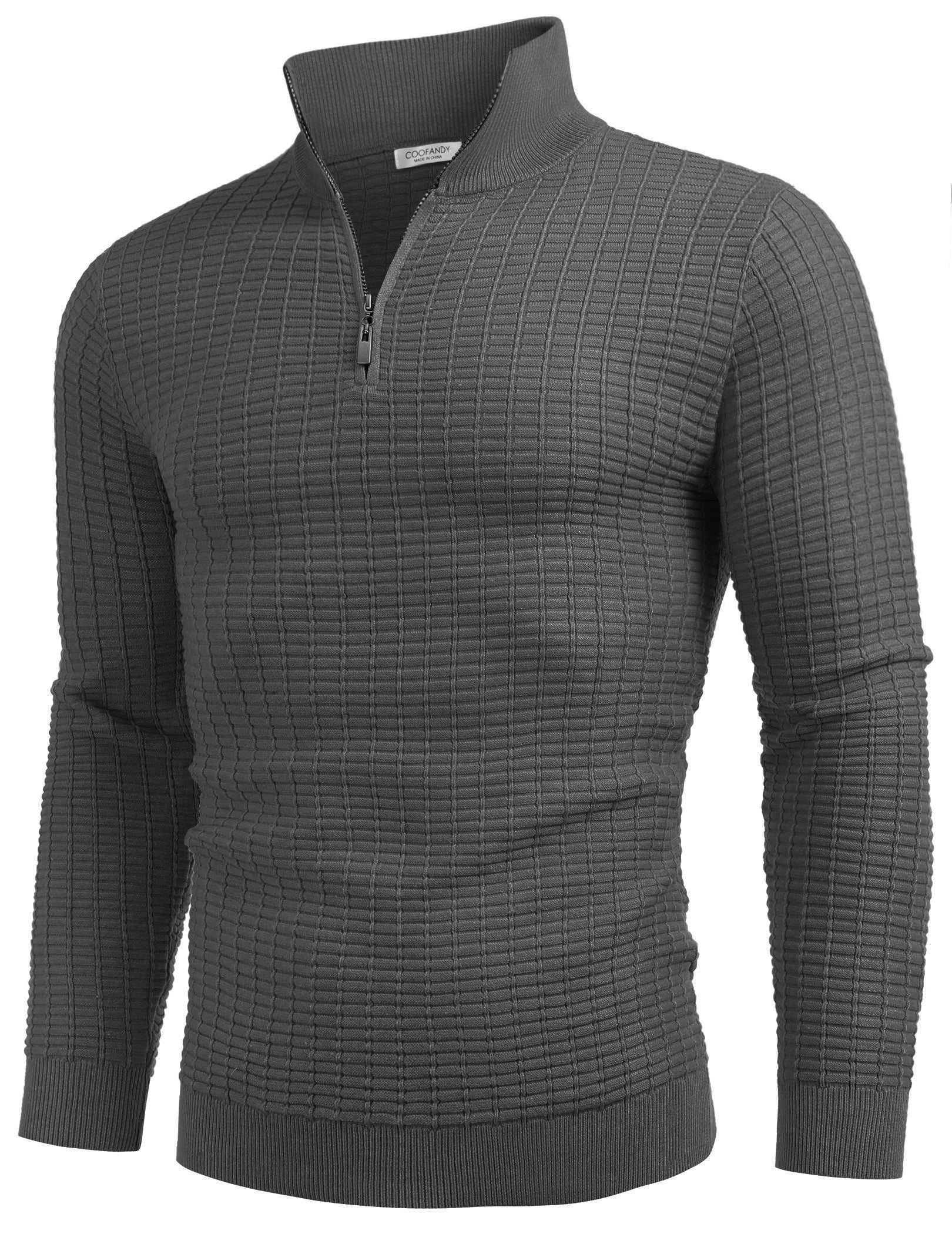 COOFANDY Men's Quarter Zip Sweaters Slim Fit Lightweight Cotton Knitted Casual Mock Neck Pullover Sweaters
