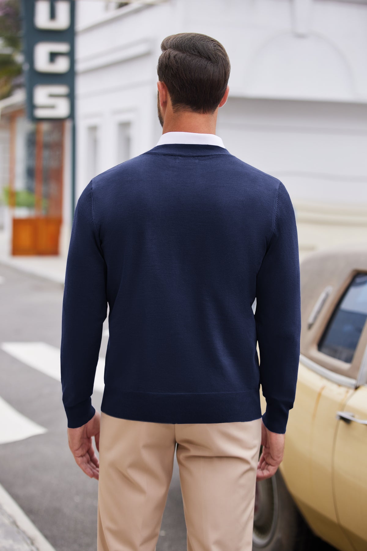 COOFANDY Mens V Neck Dress Sweater Long Sleeve Slim Fit Fashion Pullover Sweater