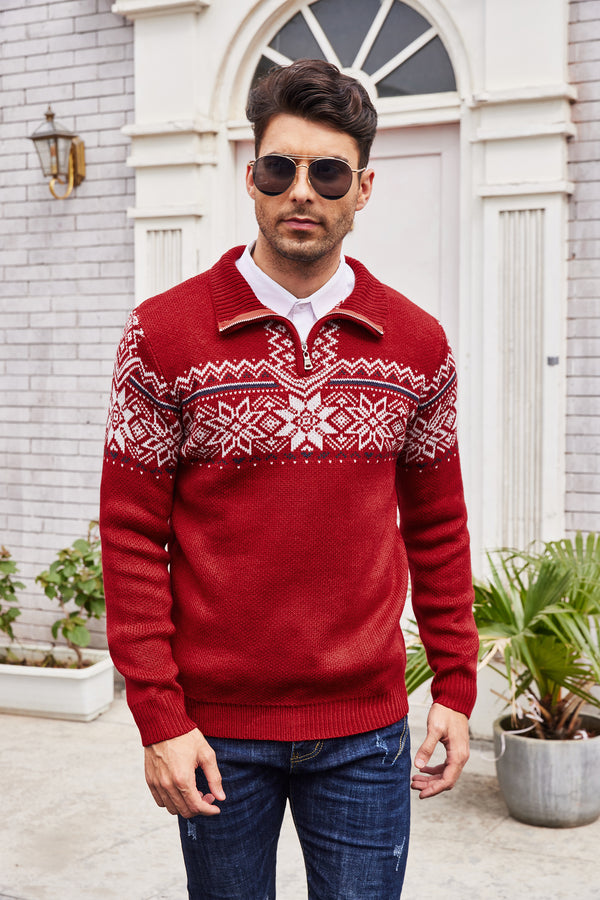 COOFANDY Men's Quarter Zip Pullover Sweater Casual Zip Up Polo Sweater Knit
