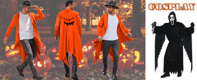 COOFANDY Long Hooded Cardigan Ruffle Shawl Collar Open Front Lightweight Drape Cape Overcoat with Pockets