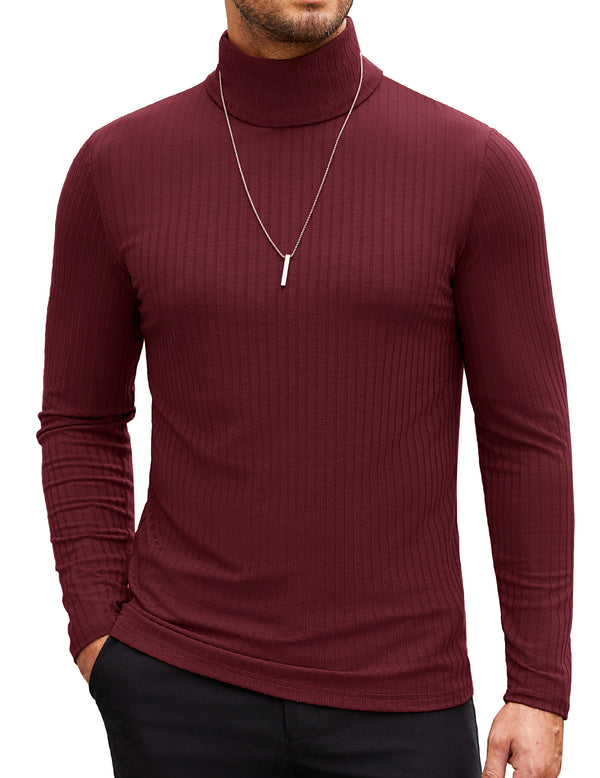 COOFANDY Men's Turtleneck Slim Fit Lightweight Basic Ribbed Sweaters