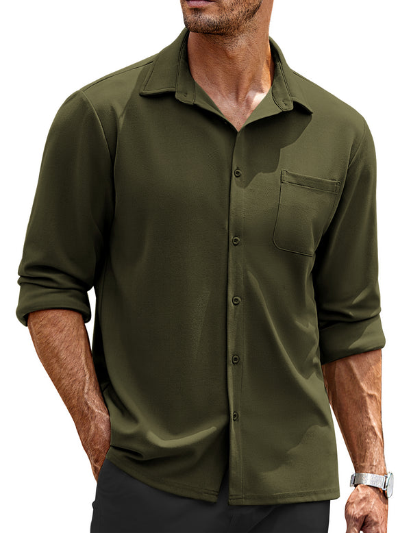 COOFANDY Mens Long Sleeve Button Down Wrinkle Free Untucked Casual Dress Shirt for Men