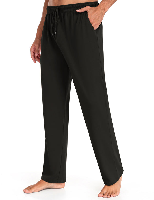 COOFANDY Men Cotton Yoga Pants Casual Sweatpants Jogger Open Bottom Lounge Pants with Pockets