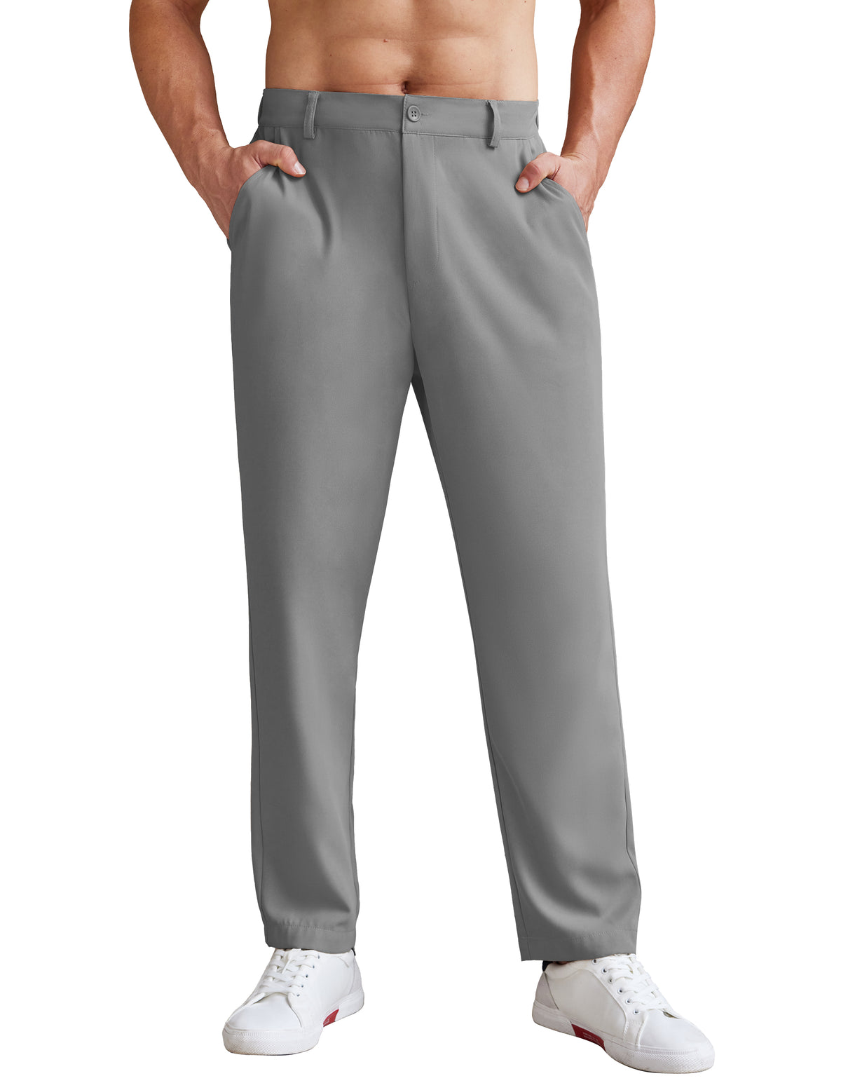 COOFANDY Men's Chino Pants Relaxed Fit Elastic Waist Basic Flat Front Drawstring Casual Pants