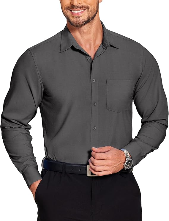 COOFANDY Men's Long Sleeve Muscle Fit Dress Wrinkle-Free Button Down Business Casual Shirts